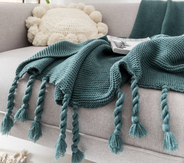 Nordic Knitting Blanket with Tassel (5 colors)