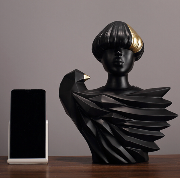 Simplicity Black Gold Birdwoman Ornaments, Home Decoration