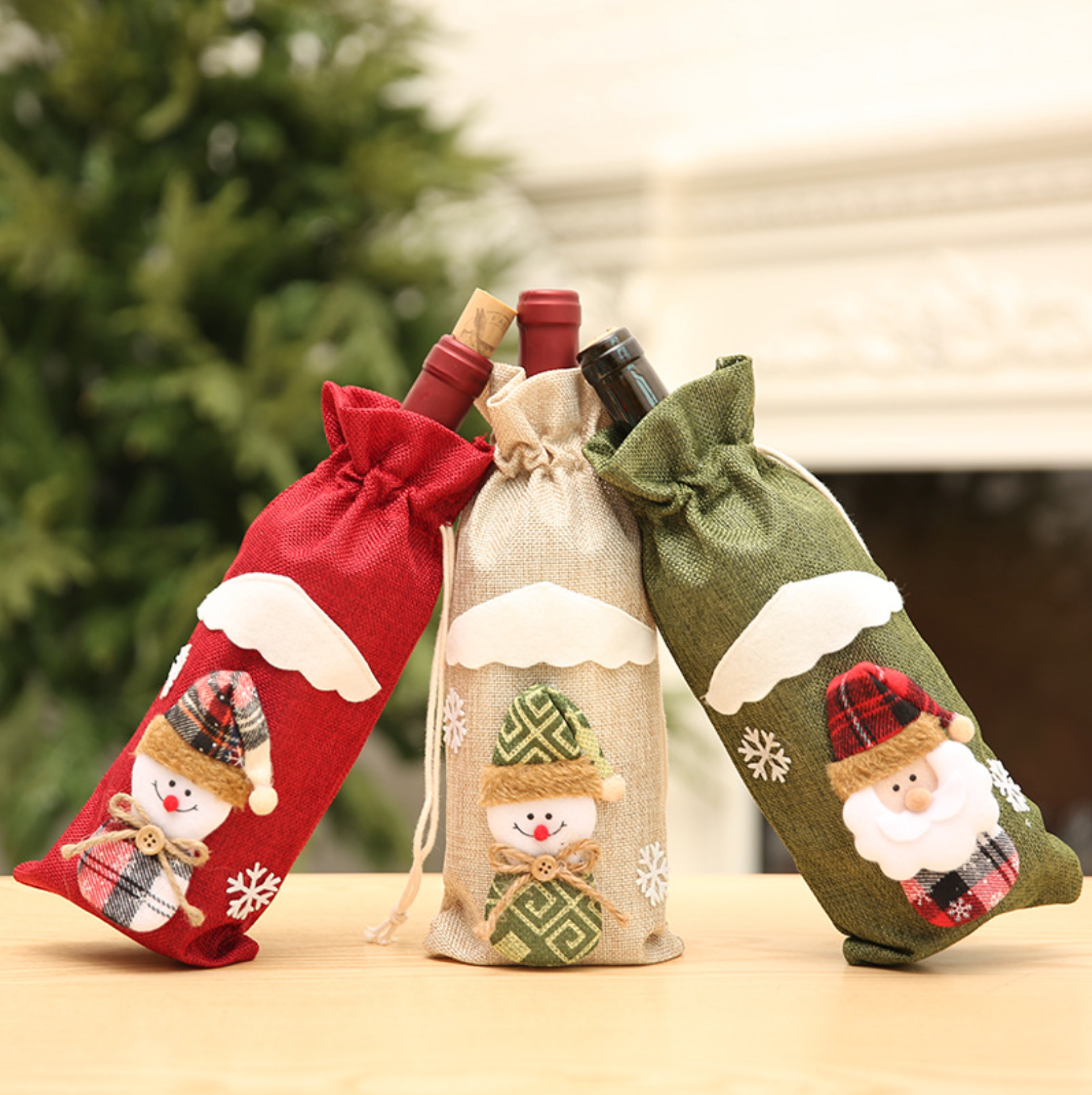 Christmas Wine Bottle Cover 3 Pieces