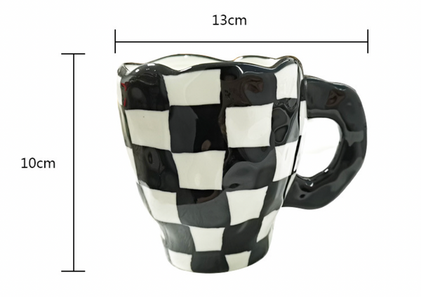 Classic Checkered Modern Coffee Mug Set