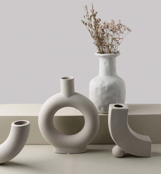 Handmade Off-white Ceramics Table Vase (indoor, outdoor)
