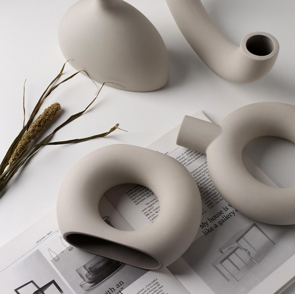 Handmade Off-white Ceramics Table Vase (indoor, outdoor)