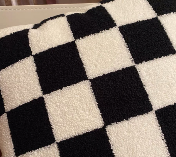 Original Checkerboard Black and White Tufted Throw Pillow Covers