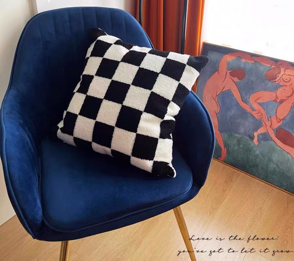 Original Checkerboard Black and White Tufted Throw Pillow Covers