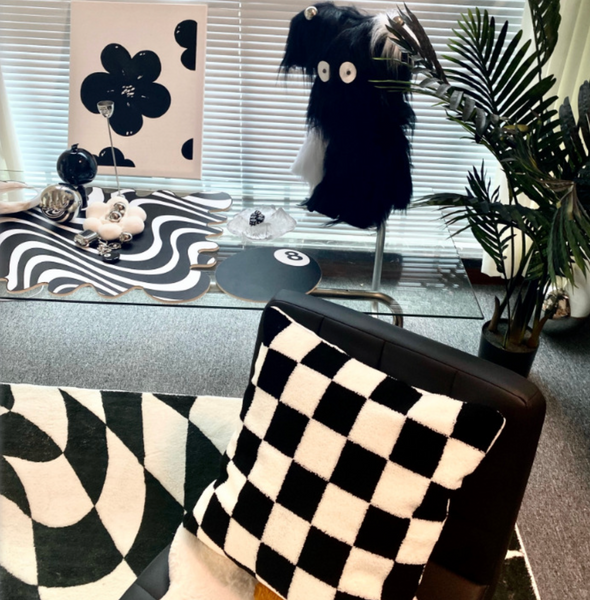 Original Checkerboard Black and White Tufted Throw Pillow Covers