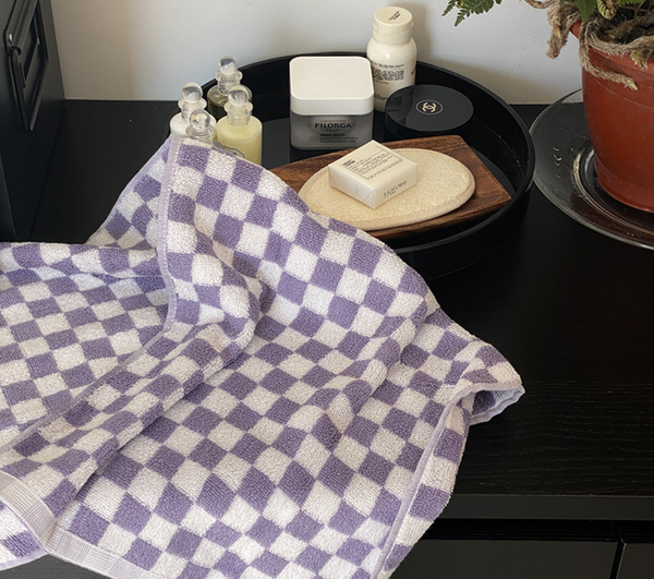 Retro Color Checkerboard Skin Friendly Cotton Towel