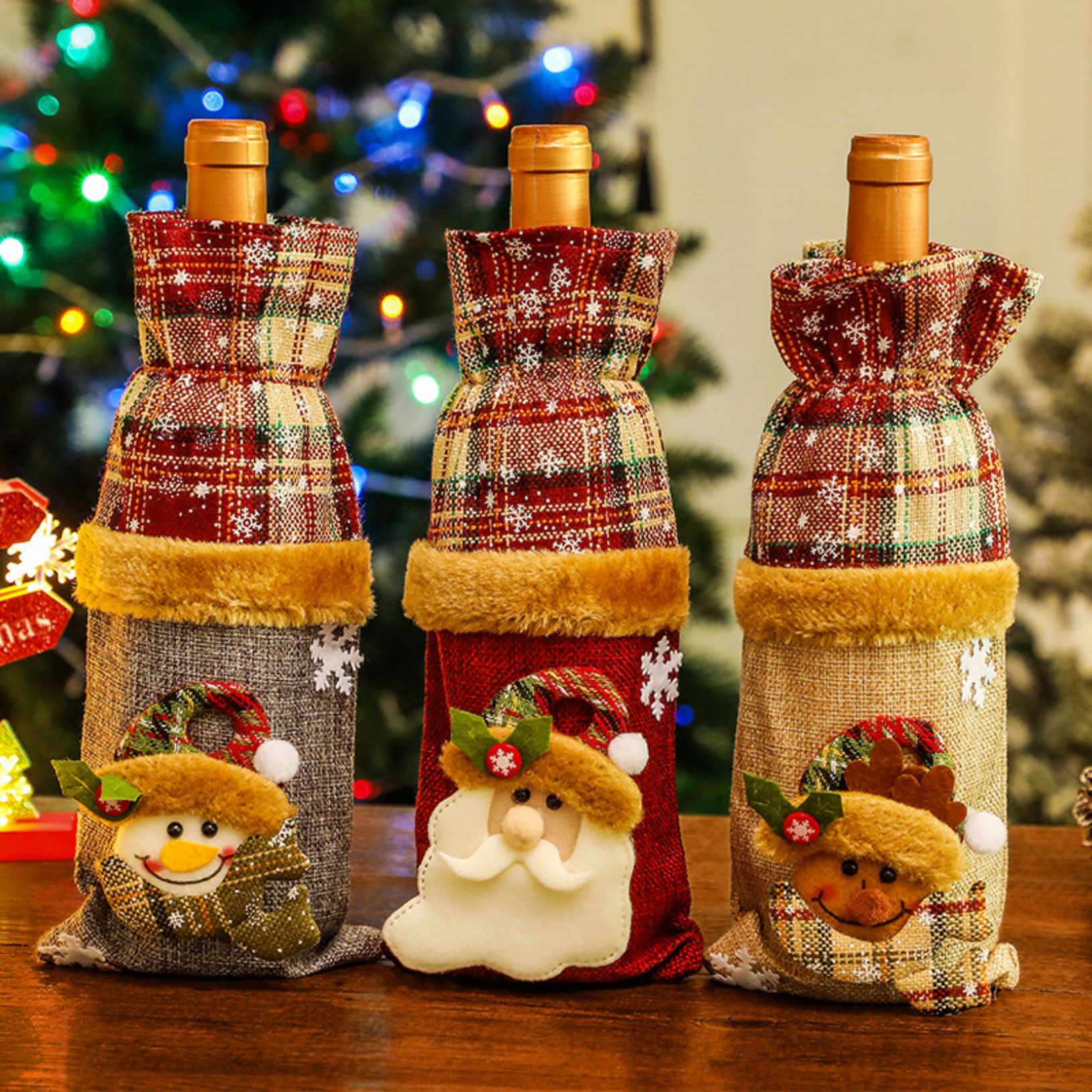 Christmas Wine Bottle Cover 3 Pieces