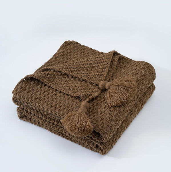 Soft Waffle Woven Tassel Blanket