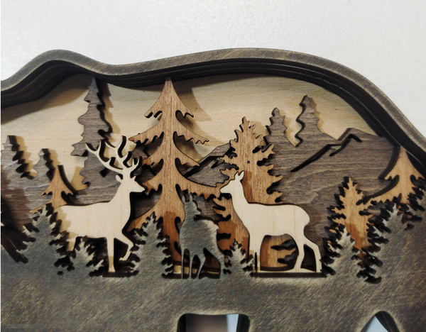 Wood Christmas Elk and Bear Ornaments, Holiday Collection, Christmas Gift