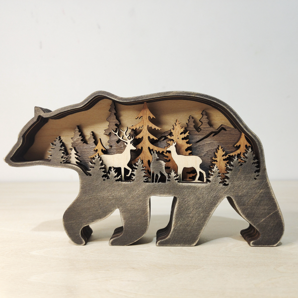 Wood Christmas Elk and Bear Ornaments, Holiday Collection, Christmas Gift