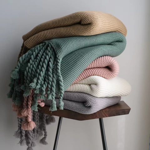 Nordic Knitting Blanket with Tassel (5 colors)